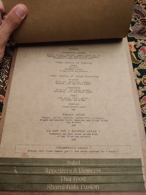 Menu at Shambhala in Koh Phayam