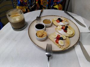 Soy latte and vegan munchie breakfast at Sis&Bros Cafe & Şarküteri in Istanbul