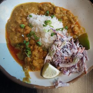 Curried chickpeas w/ coconut rice & Jamaican slaw at Universal Studios - Bob Marley-A Tribute to Freedom in Orlando