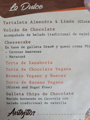 los postres en naranja son veganos at La Civeta & el Elefante - Café in Medellin