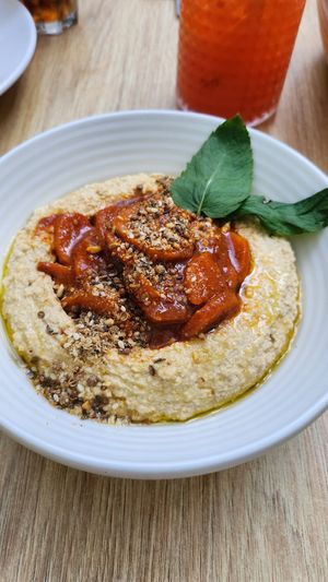 Carrot stew on hummus at Twentysix in Budapest
