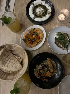 Sundried tomato hummus, roasted carrots, labneh & roasted potato   at Twentysix in Budapest