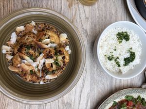 Cauliflower and lentils + extra rice  at Twentysix in Budapest