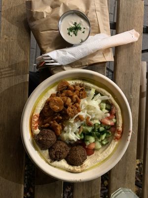 Humus Salad (pita bread in bag)  at Hummus Bar - Nagymező utca in Budapest