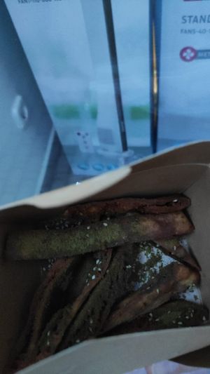 Bad pic, but these are za'atar sticks to go at Hummus Bar - Nagymező utca in Budapest