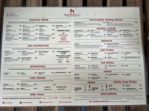 Card  at Hummus Bar - Nagymező utca in Budapest