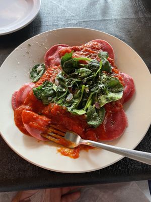 Vegan ravioli with chickpea filling.   at Corleone's Trattoria in Savannah