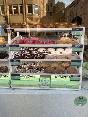 Vegan donut selection   at Rodeo Doughnut- Fleet Street in London