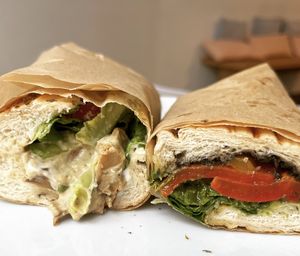 ‘Chicken’ Caesar and roasted peppers and pesto sandwiches   at Plänty Sandwiches in Munich