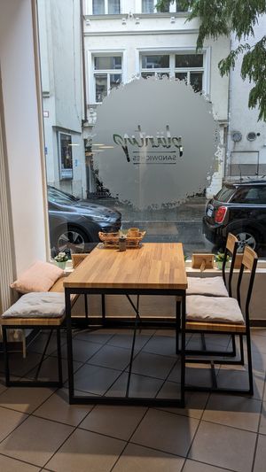 Window table at Plänty Sandwiches in Munich