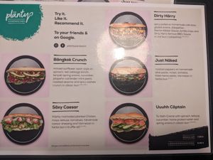 Menu at Plänty Sandwiches in Munich