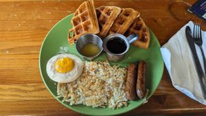 GRAND WAFFLE SLAM w/ sunny side up at SportsBox in Portland