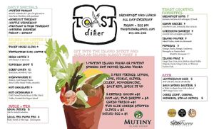 TOAST DINER STX Menu p.1 at Toast Diner in St Croix