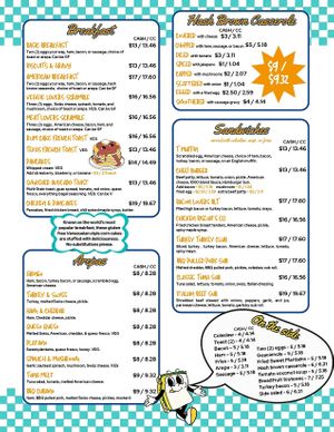 Toast Diner Menu p.1 at Toast Diner in St Croix
