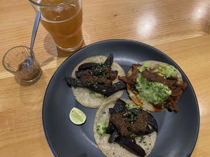 Various mushroom tacos  at Hambrusia in La Paz