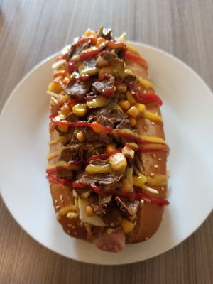 Hot dog 🤤 at Marvelous Vegan Plant Power Food in Bogota