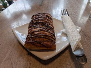 Chocolate pastry at Marvelous Vegan Plant Power Food in Bogota