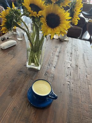 Golden latte with Oat milk  at Bluecorn Cafe in Montrose