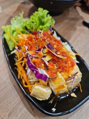Fried Toufu with homemade chilli ~ 14/7/22 at Greendot - 绿一点 - AMK in Northeast Singapore