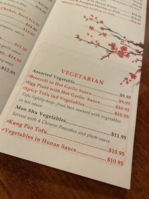 Vegetable options   at Hunan Chinese Restaurant in Pagosa Springs