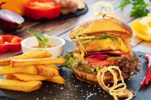 Meatless gourmet burger at Hoffmeister Restaurant in Prague