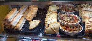 Vegan veg rolls, aubergine and also mushroom ones, veg samosas and Mediterranean tarts...very reasonably priced. at Dunbar Community Bakery in Dunbar