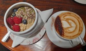 Porridge and cappuccino soy at RóCo Café in Dublin