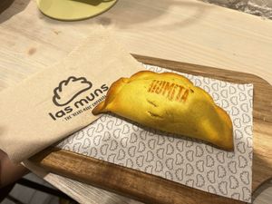 Humita vegan empanada. Yum!   at Las Muns in Mallorca