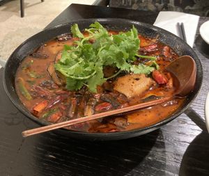 Chongqing Boiled Veggie Fillet in Chili Oil. at Vegedelight in Markham