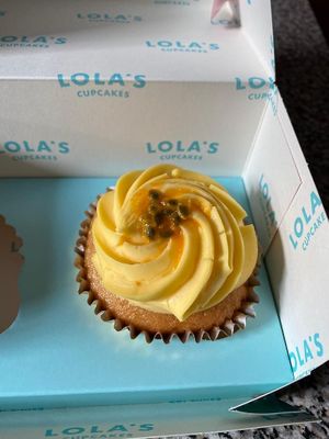 Vegan Passion Fruit cupcake at Lola's Cupcakes - Canary Wharf in East London