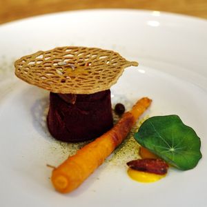 Beetroot, carrot and almonds at Aurora in Edinburgh