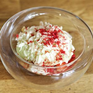 Tomato mousse with strawberry and rice at Aurora in Edinburgh