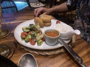 Fried yucca bread entree  at Luna Muna at Ibagari in Roatan