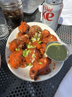 Cauliflower Wings with ins Duo is Vegan  at Side Street Kitchen in Point Reyes Station