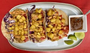 tacos baja (pineapple added)  at Fresh & Co in Mexico City