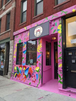 outside  at Penelope's Vegan Taqueria in Chicago