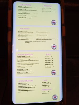Downloaded menu at Penelope's Vegan Taqueria in Chicago
