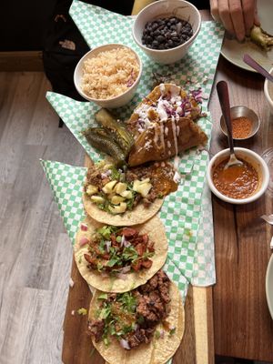 Many different tacos    at Penelope's Vegan Taqueria in Chicago