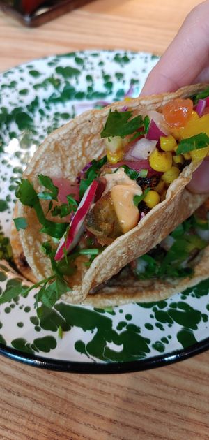 Baja taco: fried battered avocado at Penelope's Vegan Taqueria in Chicago