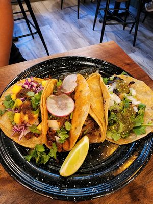 The first 4 tacos on the menu at Penelope's Vegan Taqueria in Chicago