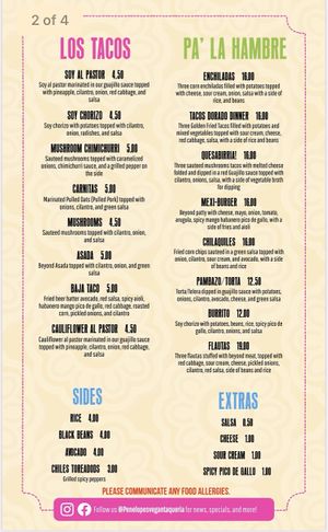 Page 2  at Penelope's Vegan Taqueria in Chicago