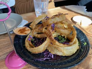 Onion rings   at Penelope's Vegan Taqueria in Chicago