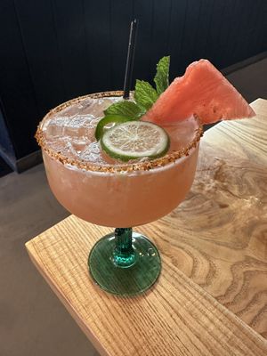 Spicy Watermelon Margarita.  at Penelope's Vegan Taqueria in Chicago