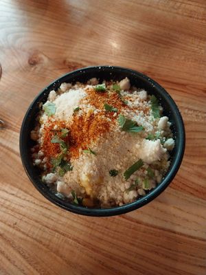 El Elote Street Style (in a cup) at Penelope's Vegan Taqueria in Chicago