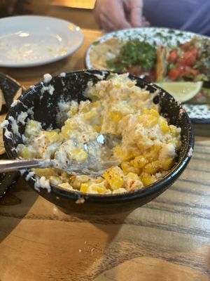 Elote (we literally could not wait to start eating)  at Penelope's Vegan Taqueria in Chicago