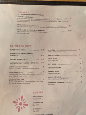 Menu at Penelope's Vegan Taqueria in Chicago