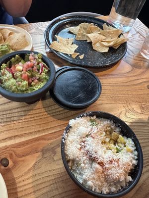 Chips, quacamole, and elote (bowl option)  at Penelope's Vegan Taqueria in Chicago