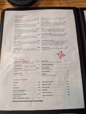 Menu at Penelope's Vegan Taqueria in Chicago