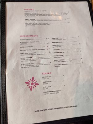 Menu at Penelope's Vegan Taqueria in Chicago