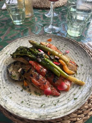Verduras y tempe (veggies and tempeh in miso glaze)  at The Farm in Marbella